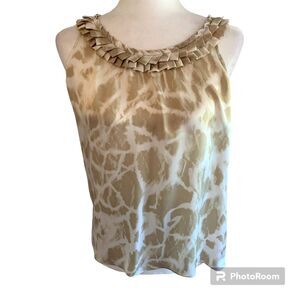 Michael by Michael Kors | 100% Silk Animal Print Ruffle Neck Blouse Size 4